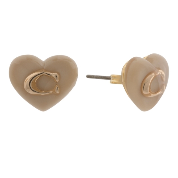 NWT Coach Resin C Heart Stud Earrings - Picture 1 of 4